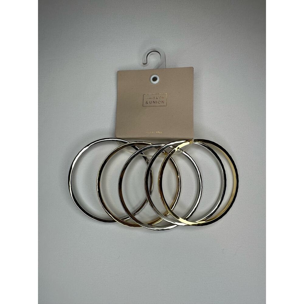 14th & Union Mixed Metal Bangle Bracelets Set - Nickel Free